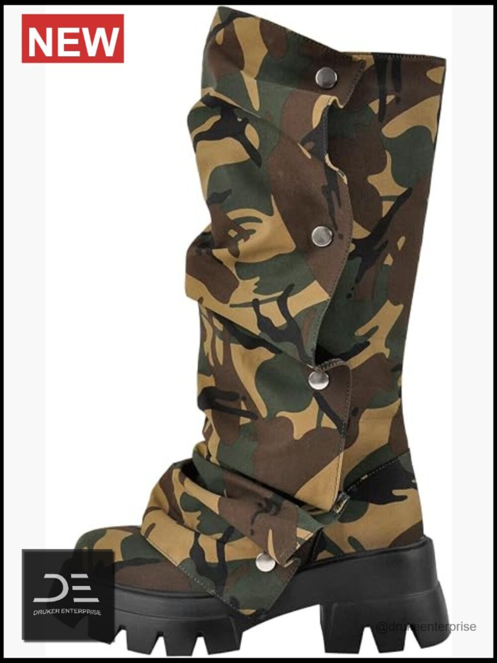 Mid Calf Platform Boots Block Heel Round Toe Pull On Western Fashion